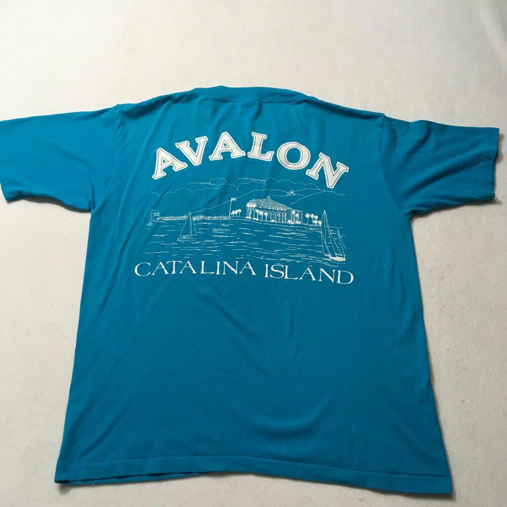 Vtg -Catalina Island Camp-T-shirt Adult XL - Single Stitch BLUE AVALON - Picture 10 of 11